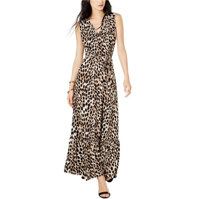I.N.C International Concepts Womens Leopard Print Maxi Dress, Brown, X-Small