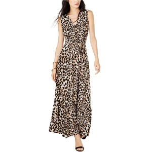 I.N.C International Concepts Womens Leopard Print Maxi Dress, Brown, X-Small - 1 of 1