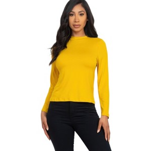 Slickblue Women's Jersey Mock Neck Shirt, Slim Fit Solid Long Sleeve Top, 9 Color Options, Size S-L - 1 of 4