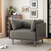 39" Vintage Faux Leather Lounge Chair for Living Room Bedroom,Deep Seat Upholstered Accent Armchair,Home Office Comfy Reading Chair-Coolbibila - 2 of 4