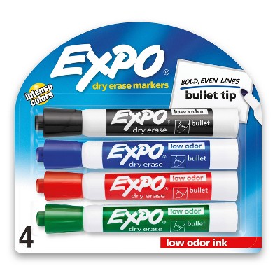 Low-Odor Dry-Erase Marker, Extra-Fine Bullet Tip, Black, 4/Pack - Reliable  Paper