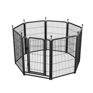 Akoasm 52.40 inch 8 Panels 40" Height Heavy Duty Dog Fence Puppy Pen-White - 1 of 4