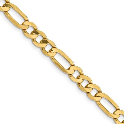 Black Bow Jewelry Men's 6.25mm, 14k Yellow Gold, Flat Figaro Chain Necklace