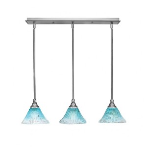 Toltec Lighting Any 3 - Light Chandelier in  Brushed Nickel with 7" Teal Crystal Shade - 1 of 1