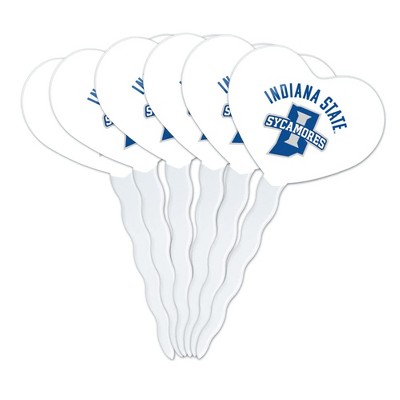 Indiana State University Sycamores Heart Love Cupcake Picks Toppers Decoration Set of 6