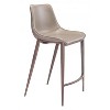 Zuo Modern Magnus Counter Stool Set of 2 – 39.8" High Brown Faux Leather Seat With Walnut Faux Wood Steel Legs - 2 of 4