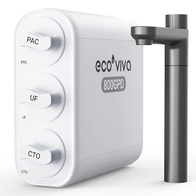 Ecoviva 0.01μm Ultra-Filtration 800G Tankless Under Sink Water Filtration System with Faucet, No Electricity & Zero Waste, Filters Heavy Metals