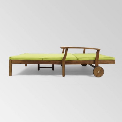 Perla Teak and Green Acacia Wood Double Chaise Lounge