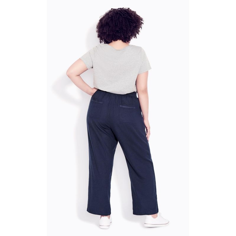 Women's Plus Size Linen Blend Trouser - navy | AVENUE, 2 of 7