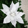 Northlight 24" Winter White Glittered Poinsettia Christmas Stem Spray - 2 of 4