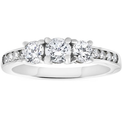 Pompeii3 1ct 3-stone Diamond Engagement Ring 14k White Gold - Size 7 ...
