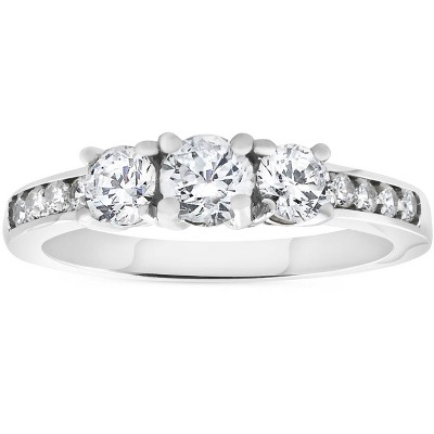 Pompeii3 1ct 3-stone Diamond Engagement Ring 14K White Gold