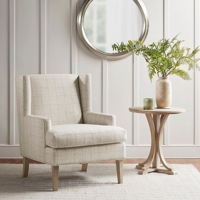 CAVINAS Polyester Accent Chair with High Backrest and Wooden Legs,Modern Upholstered Living Room Chairs,Reading Chairs for Living Room