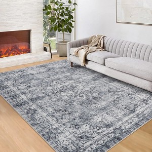 Vintage Washable Rugs Living Room,Short Pile Area Carpet for Outdoor Modern Vintage Rugs Classic Non Slip Carpet - 1 of 4