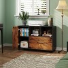 Office File Cabinet with Lock, 1-Drawer Wood Lateral Filing Cabinet on Wheels, Printer Stand with Open Storage Shelves for Home Office - 3 of 4