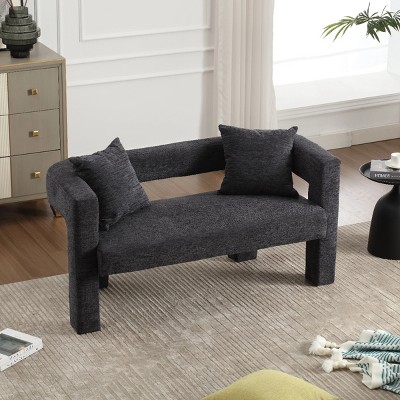 Modern Chenille Loveseat Sofa,Upholstered 2 Seater Sofa,Couch Lounge With Pillows,Sofa Benches,Accent Couch For Living Room-Cuddlewood