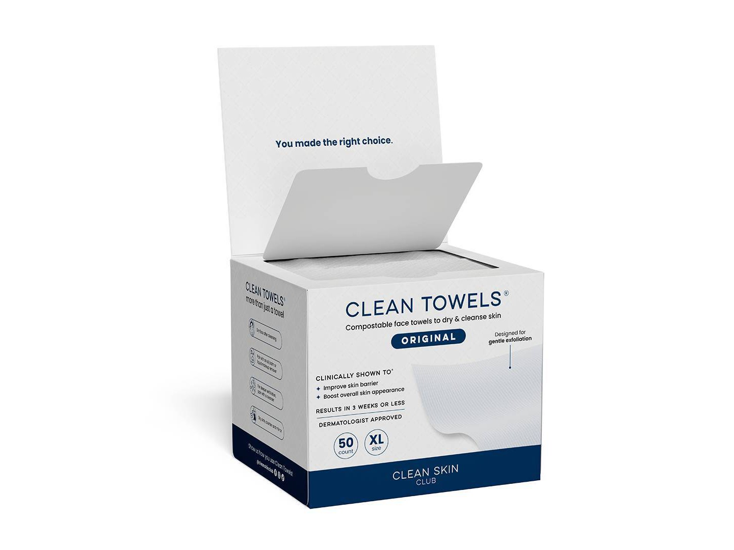 Полотенца Clean Skin Club Disposable Face for Improved Skin - XL - 50ct — фото 2
