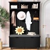47-Inch Wide Entryway Bench, 4-in-1 Hall Tree with Storage, 4 Hooks & Cushion, Space-Saving Shoe Organizer for Mudroom, Black - 2 of 4