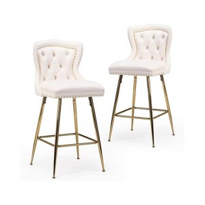 FONTOI Accent Chairs, High Footstool Design with Soft Seat Cushions and Backrests, Functional for Small Living Spaces, 2PCS, White, 17.7"*17.5"*39.4" - 1 of 2