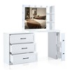 GlasFlength Modern Vanity Tables Set with Adjustable Side Cabinet, with Hollywood Lights, Drawers and Shelves, for Bedroom, White, 55.2"*15.75"*55.28" - 3 of 4