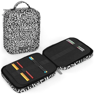 Arteza Pencil Case, Black & White Pattern - 64 Slots (ARTZ-9597)