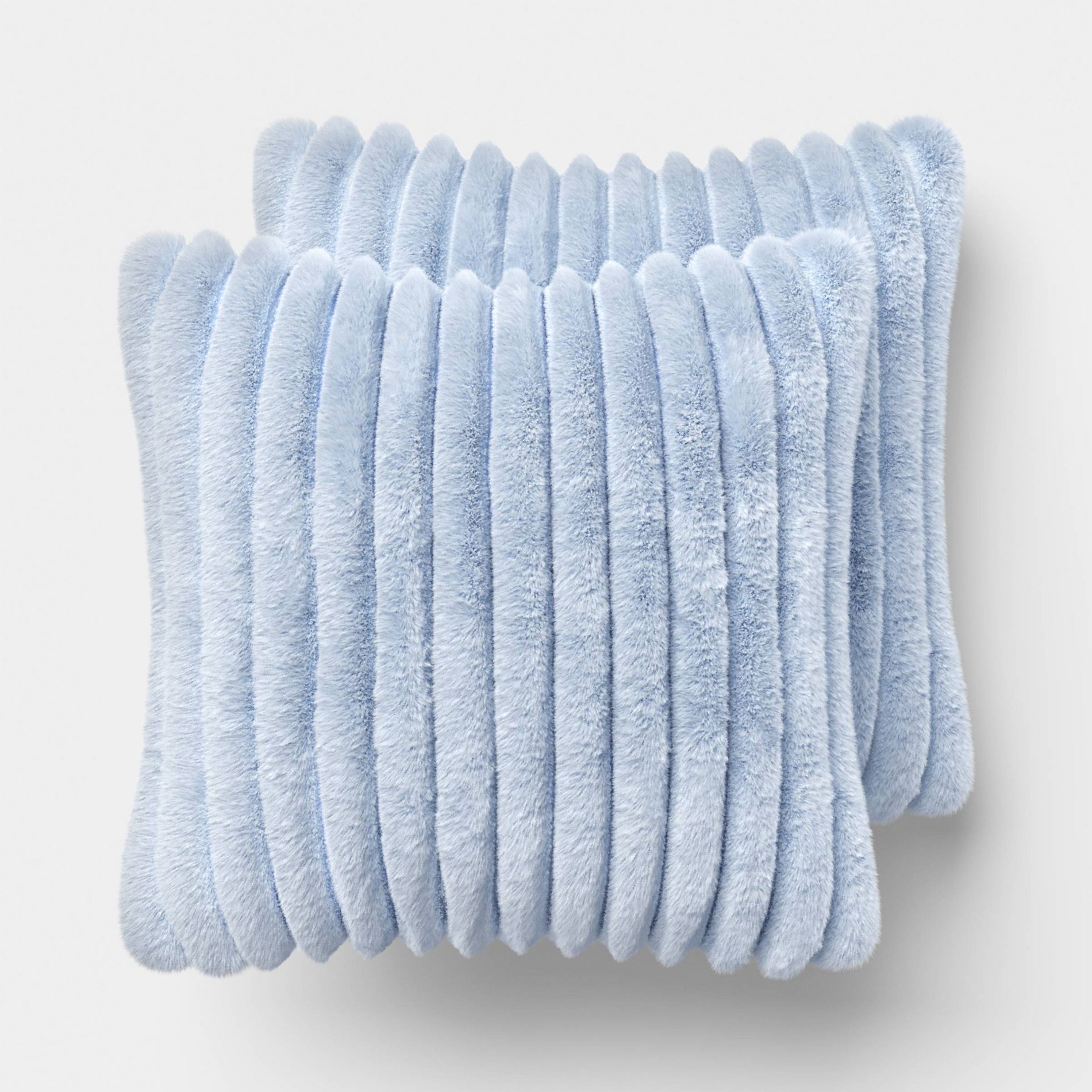 2pk Ribbed Faux Fur Toss Pillows Light Blue - Room Essentials™