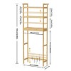 Artloge Large Bamboo Over The Toilet Storage Rack 3 Tier Cabinet Organizer Adjustable Height Shelf with 2 Hooks for Bathroom Laundry - 3 of 4