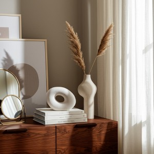 Modern Abstract Ceramic Sculpture - Minimalist White Ceramic Decorative Object for Home, Office & Living Room - Contemporary Accent Decor - 8" White - 1 of 4