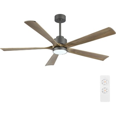 60" Charcoal Modern LED Ceiling Fan with Lights and Remote for Living Room