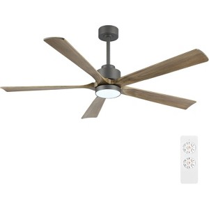 60" Charcoal Modern LED Ceiling Fan with Lights and Remote for Living Room - 1 of 4