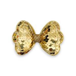 Summer Crystal - Sequin Glitter Stuffed Bow Hair Clip - 1 Pack - 1 of 4