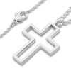 ELYA Women's Polished Open Cross Stainless Steel Necklace - 3 of 4