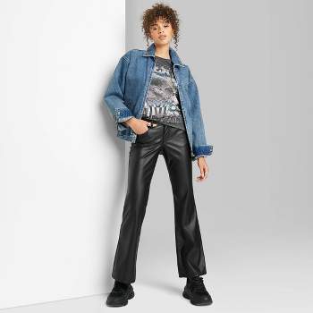 Women's Low-Rise Faux Leather Flare Pants - Wild Fable™
