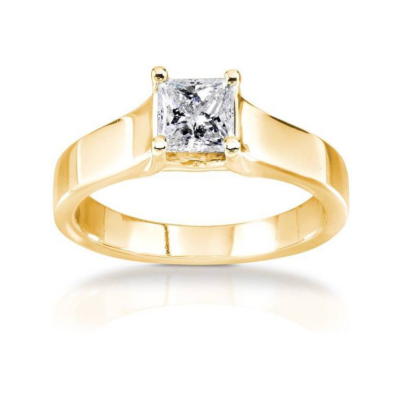 Pompeii3 1/2Ct Princess Cut Diamond Solitaire Engagement Ring Yellow Gold Lab Created, 1 of 3