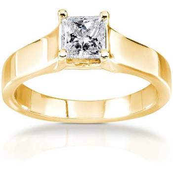 Pompeii3 1/2Ct Princess Cut Diamond Solitaire Engagement Ring Yellow Gold Lab Created