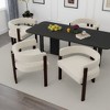 Okak Elegant Dining Chair Set of 2 Accent Chair with Teddy Cushion Dining Room Chair with Open 3 Legs for Living Room Bedroom, Beige - 2 of 4