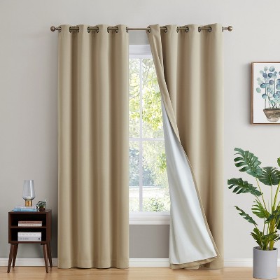HLC.ME Dakota 100% Blackout Thick Thermal Insulated Energy Efficient Heat Blocking Curtains Grommet Panels, Set of 2