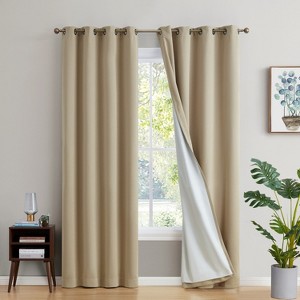 HLC.ME Dakota 100% Blackout Thick Thermal Insulated Energy Efficient Heat Blocking Curtains Grommet Panels, Set of 2 - 1 of 4