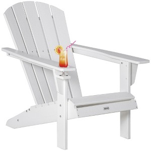 Outsunny Adirondack Chair with Cup Holder, All Weather Patio Chair HDPE Lounger, Fire Pit Seating High Back and Wide Seat for Outdoor - 1 of 4