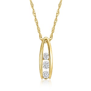 Pure Collection by Ross-Simons 0.10 ct. t.w. Channel-Set Diamond 3-Stone Pendant Necklace in 14kt Yellow Gold Size 16 - 1 of 4