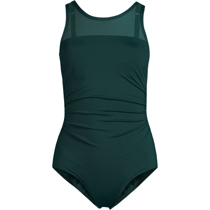 Lands' End Women's Chlorine Resistant Smoothing Control Mesh High Neck One Piece Swimsuit, 3 of 5