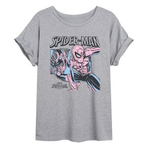 Women's Spider-Man Comic Panel Oversized Graphic T-Shirt - Heather