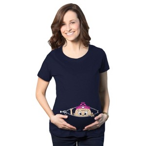 Maternity Peeking Princess T Shirt Cute Pregnancy Tee For Mom To Be - Crazy Dog Maternity T Shirt - 1 of 4