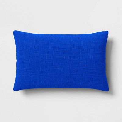 Lumbar Textured Cotton Pillow Cobalt - Room Essentials™