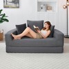 Queen-Size Corduroy Convertible Adjustable Futon Sofa Couch Bed with Multi-Functional Design - 3 of 4