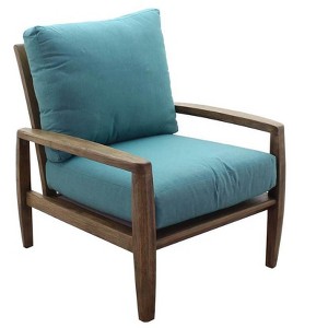 Courtyard Casual Avalon FSC Teak Lounge chair, Teak in Heather Gray finish Sling deck under cushion for comfort Sunbrella Fabric - 1 of 4