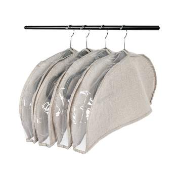 Household Essentials Set of 4 Hanging Garment Shoulder Dust Covers for Closet Silver