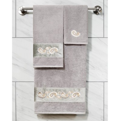 Light Gray Turkish Cotton Embellished Bath Towel Set