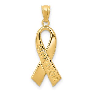 Black Bow Jewelry 14k Yellow Gold Survivor Ribbon Pendant, 10mm (3/8 inch) - 1 of 4