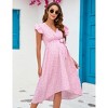 Coolmee Women's Maternity V Neck Ruffle Short Sleeve Wrap Dress Casual Flowy Nursing Breastfeeding Midi Dress with Belted - 4 of 4
